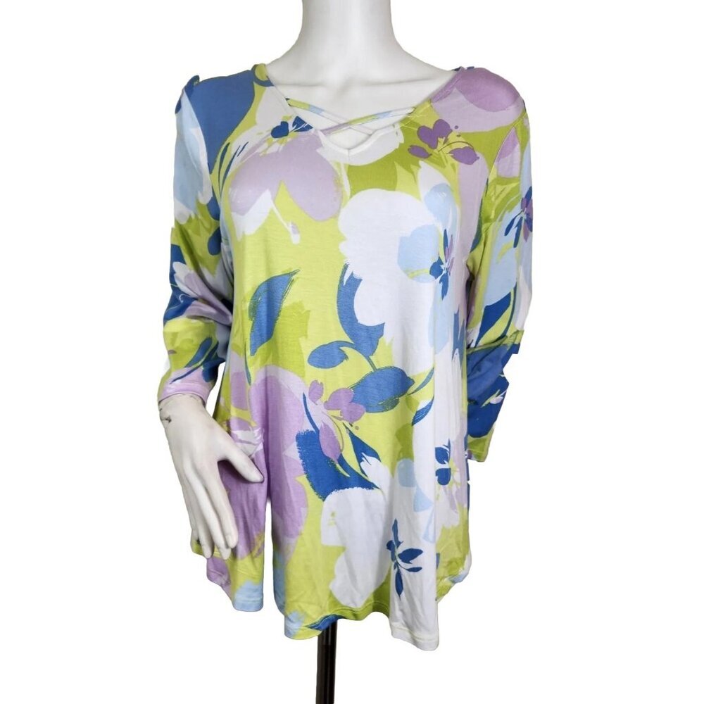 Ruby Rd. Women's Top Blouse Size XL Petite 3/4 Sleeve Floral Must Haves (23)